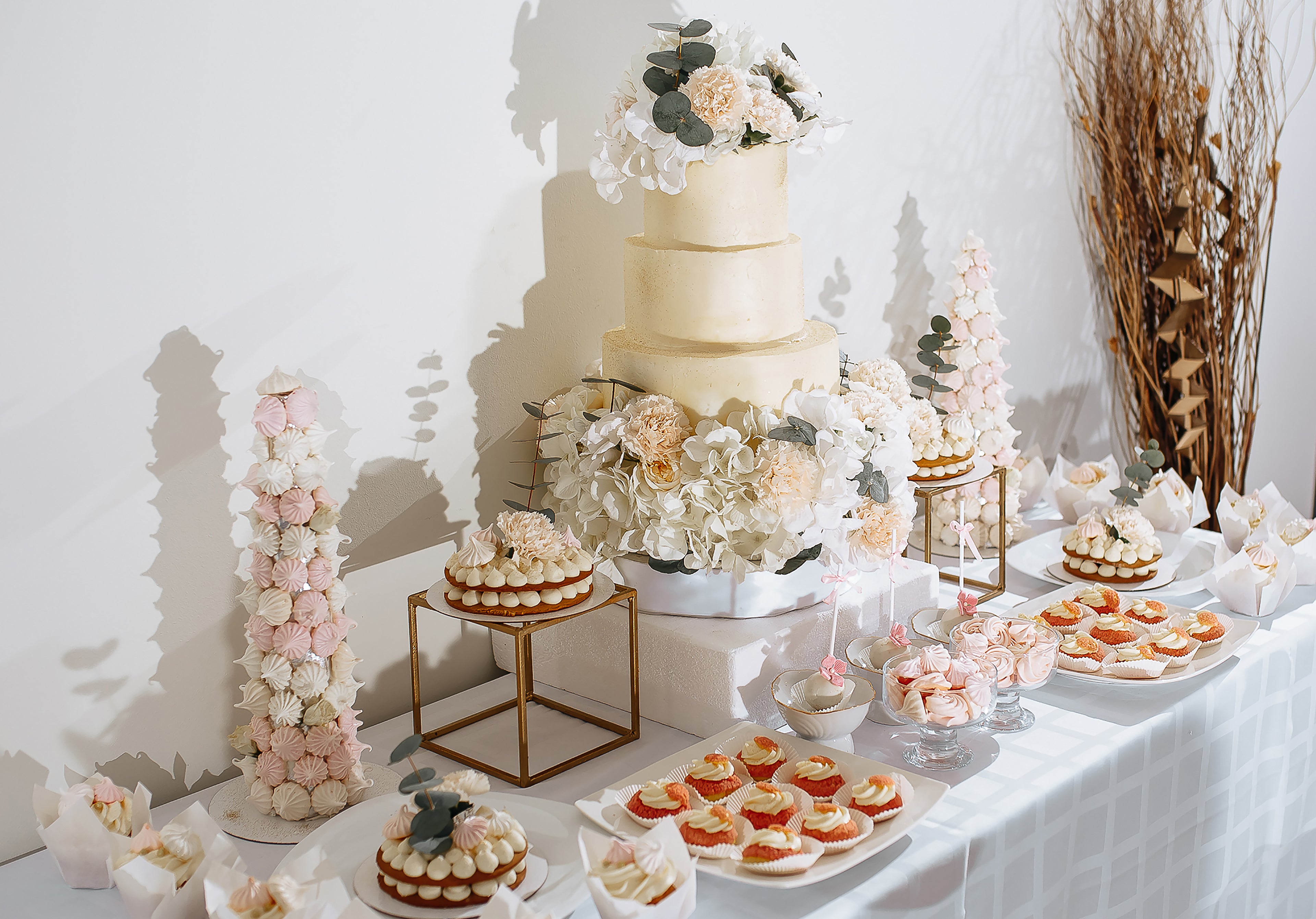 gluten-free white dessert table vegan