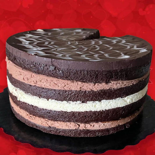Vegan Gluten-Free CHOCOLATE TUXEDO CREAM MOUSSE CAKE - KARMA BAKER WSTLK