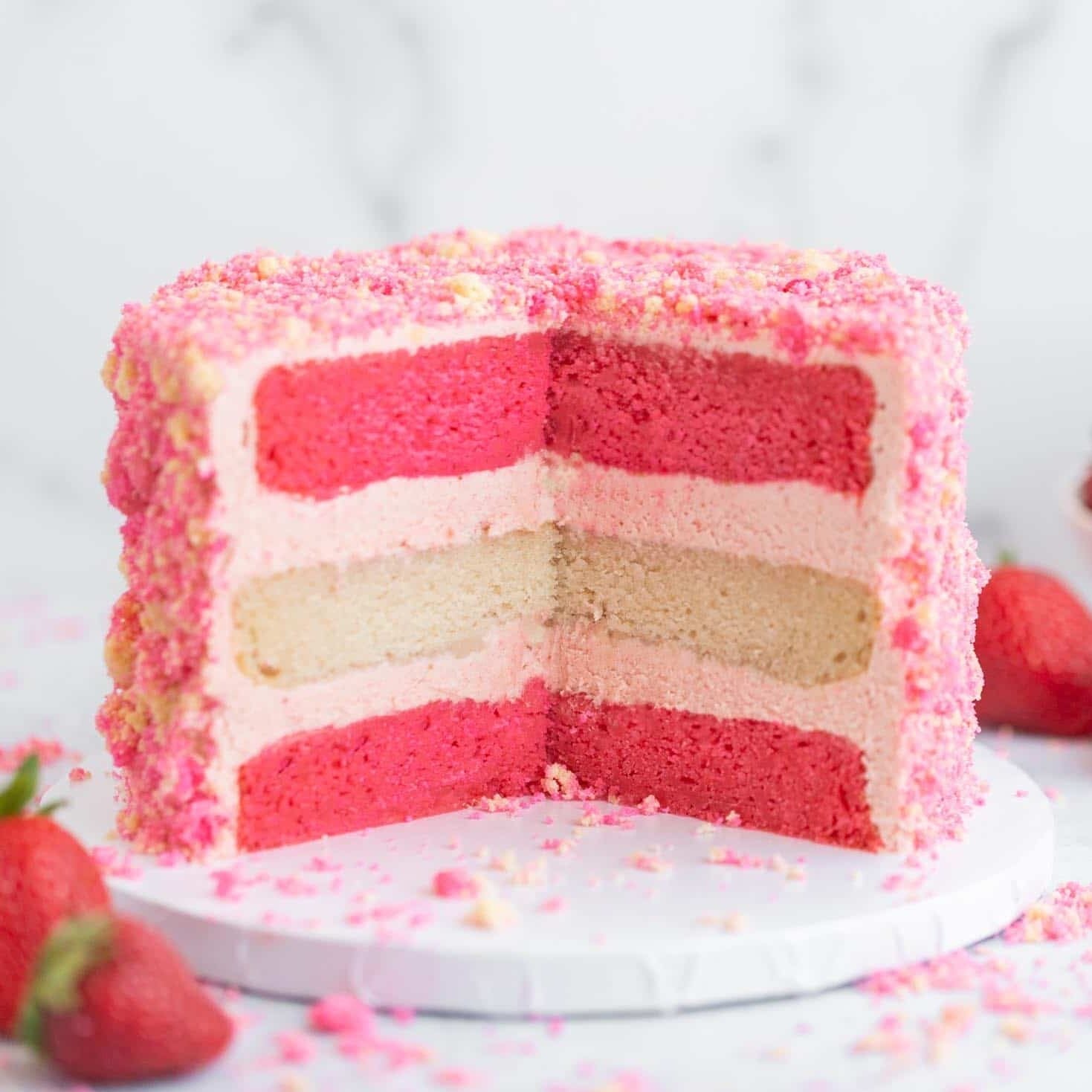 Vegan Gluten-Free Strawberry Eclair Crunch Cake - KARMA BAKER WSTLK
